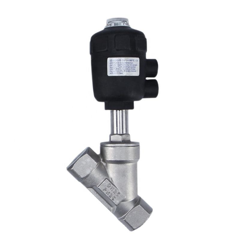 Falvoryn Stainless Steel DN15 (1/2") Double-Acting Pneumatic Angle Seat Valve for Air, Water & Steam
