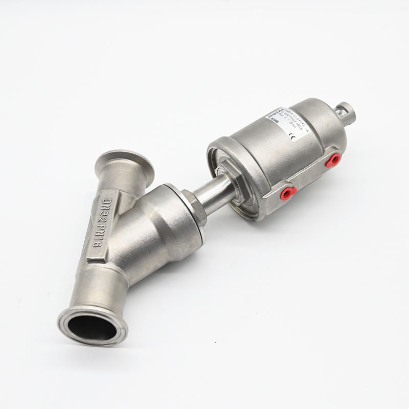 Falvoryn SS316L Food-Grade 2-Way Pneumatic Angle Seat Valve — Quick-Install Clamp, DN15–DN100