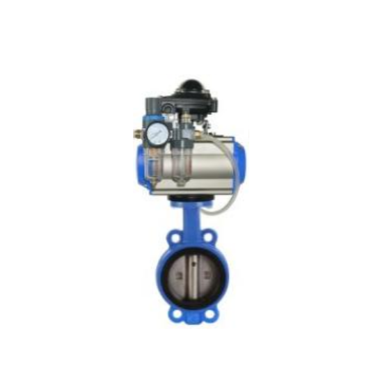 Falvoryn 4" Pneumatic Wafer Butterfly Valve — Cast Iron Body with PTFE Seat