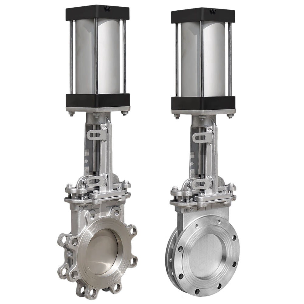 Falvoryn 6" SS304 Pneumatic Slurry Gate Valve — Class 150, Lug/Wafer, Non-Rising Stem